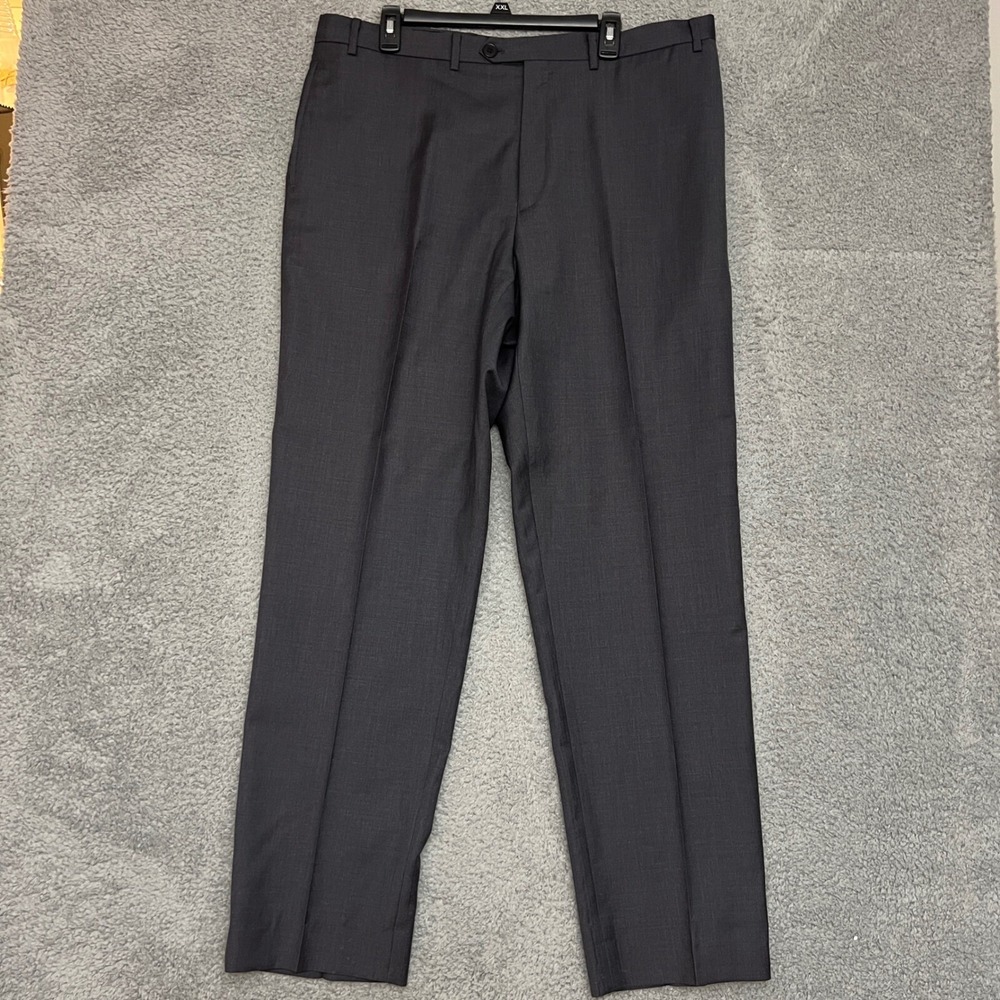 Calvin Klein Dress Pants Mens‎ 40L Dark Gray Excellent Wool Blend Flat Front